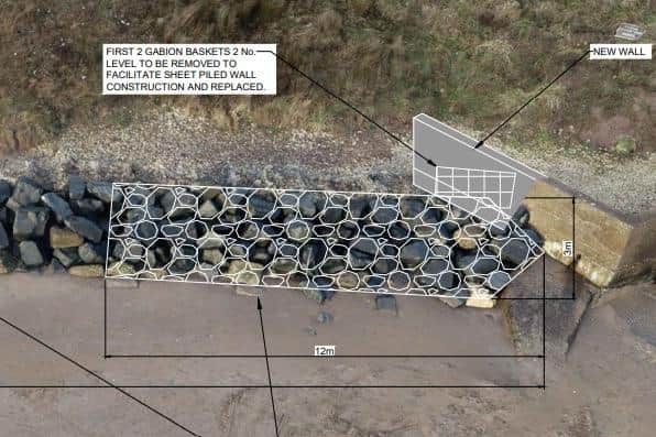Filey Sea Wall gabions and rock armours removal plan.