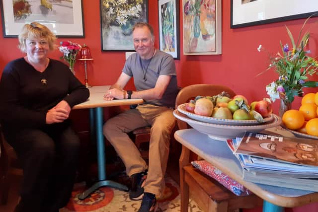 Liz Druce and Andy Oliver inside The Supper Club in Sleights (the former Post Office site).