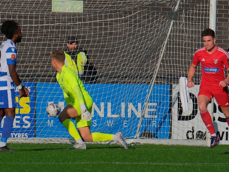 Dom Tear reels away after putting Boro 2-0 ahead against Oxford City.