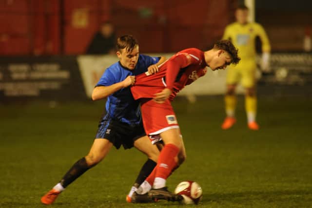 Harry Milner in action for Town against East Riding Rangers PHOTOS BY DOM TAYLOR