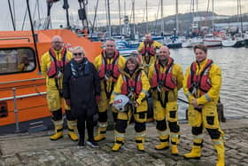 Rev. Canon Kate Bottley joined Scarborough Lifeboat crew on a training exercise last August Image: RNLI