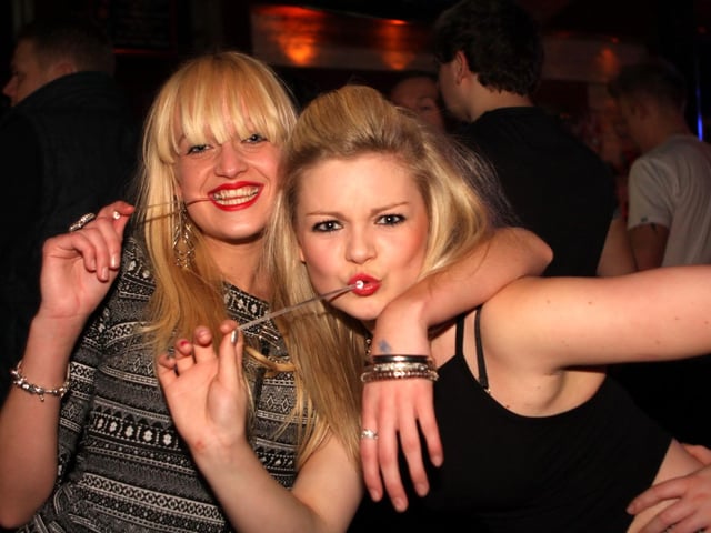 Harriet and Amy in Blue Lounge.