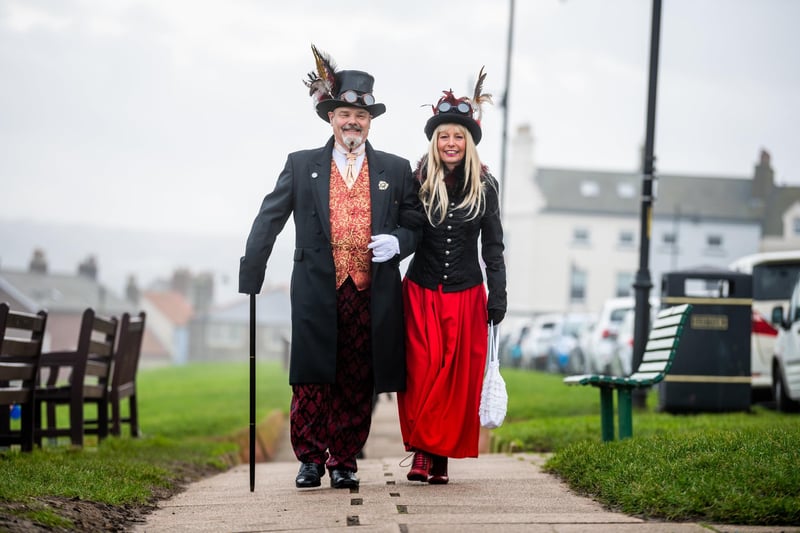 Pictured Carl and Gail Pickersgill, of Barnsley, walking up towards the Whitby Pavilion