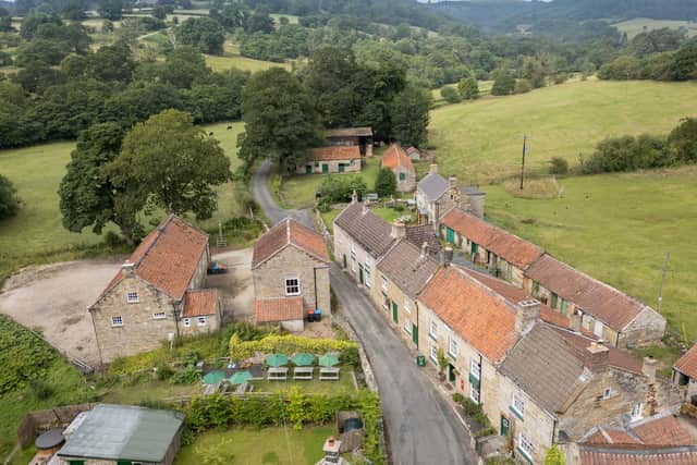 Hawnby Stores, as seen from the air.