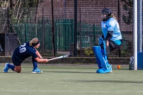 Birthday girl Emily Webster netted a hat-trick as Whitby Ladies beat Stockton 3-1. Photo by Brian Murfield