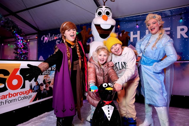 The rink welcomed its first skaters on Friday December 9 with people of all ages taking to the ice along with well-known film characters, Anna, Elsa and Olaf.