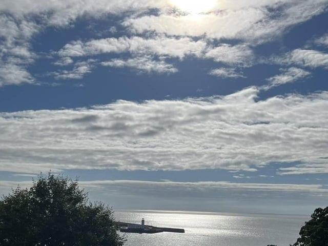 Sun reflecting in the calm sea.