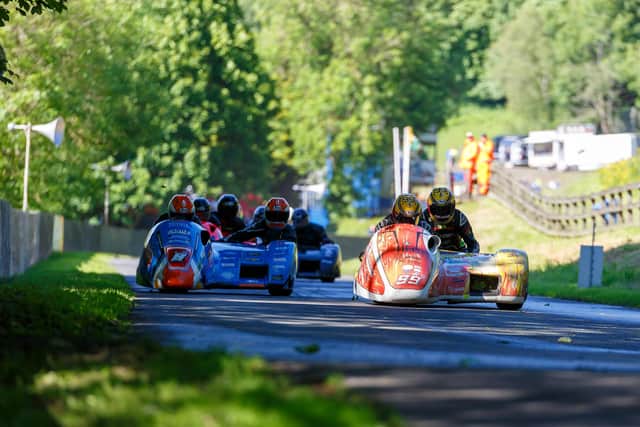 Sidecar action from the Barry Sheene Festival.
