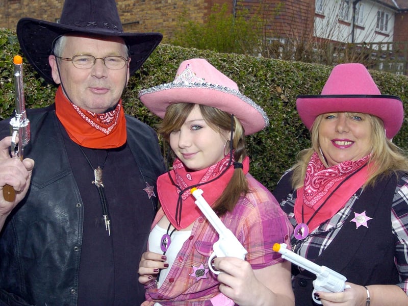 Cowboys (from left) Les, Charlotte and Janet Timmins
