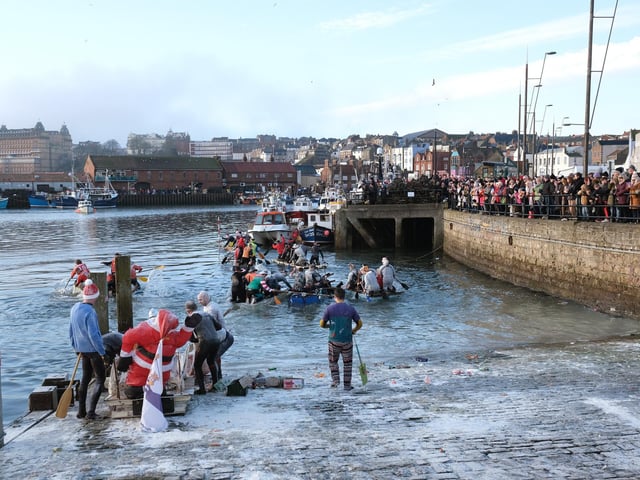 The rafts depart the slipway