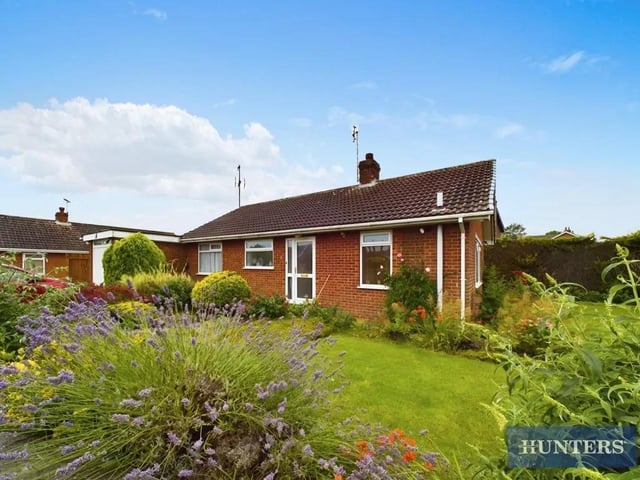 This two bedroom and one bathroom detached bungalow is for sale with Hunters with a guide price of £250,000.