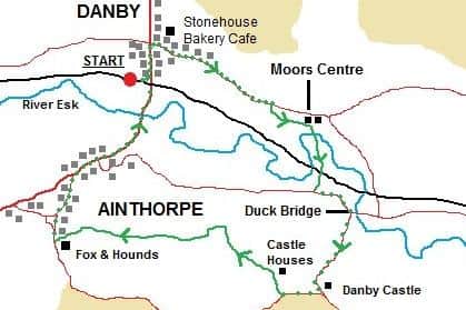 Map of the walk around Danby and Ainthorpe.