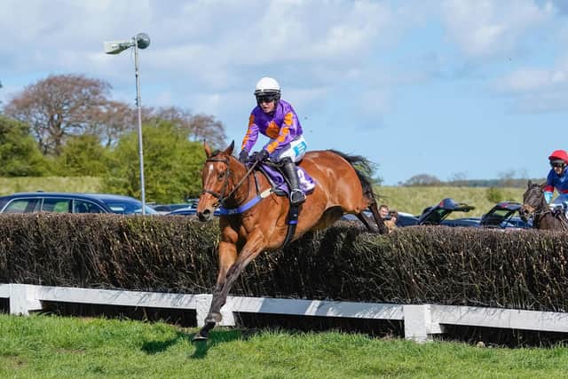 Molly Legg steers Diamond Flush to victory in the Transcore Conditions (Level 1) over two miles four furlongs at Charm Park. Photo by Tom Milburn Photography
