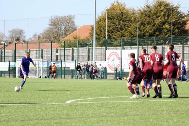 The home side fire in a free-kick against Hull Athletic in Saturday's league clash.