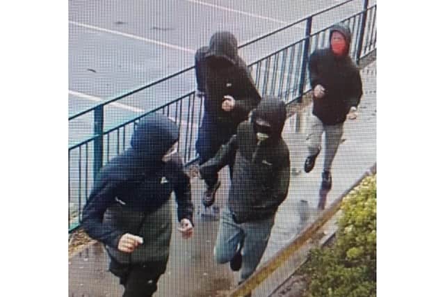 Police are seeking four youths in connection with the incident