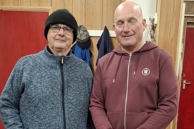 Alan Landers (North Cliff), right, won the opening merit of the year at Eastfield, defeating Stuart Thompson, left, in the final.