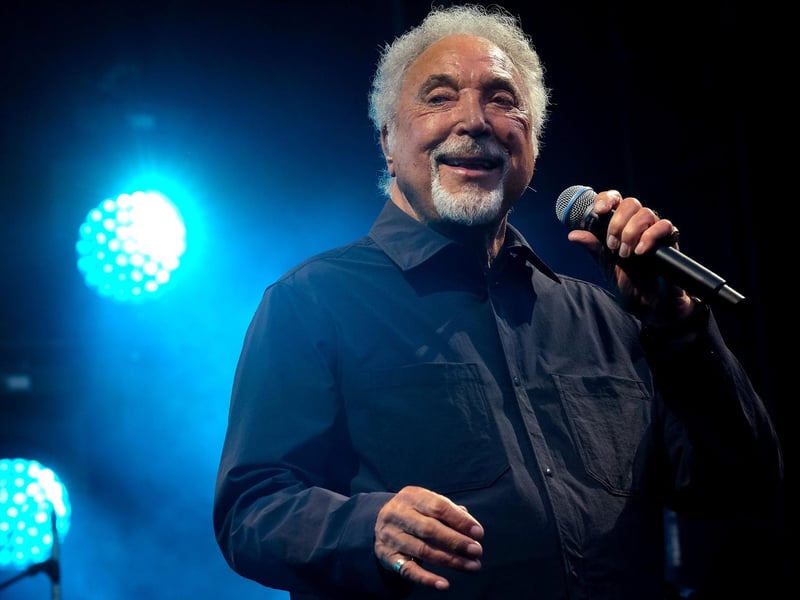 Sir Tom Jones on stage.
