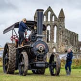 Leanna Robinson chats with Amy Simms by their 1891 Fowler traction engine