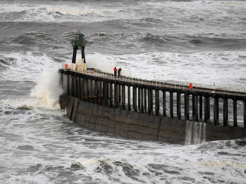 Rough seas in Whitby on the afternoon after the floods.