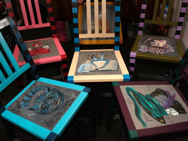The Alice in Wonderland themed chairs