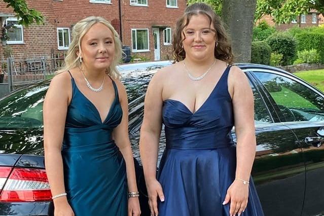 A lovely duo both wearing blue!