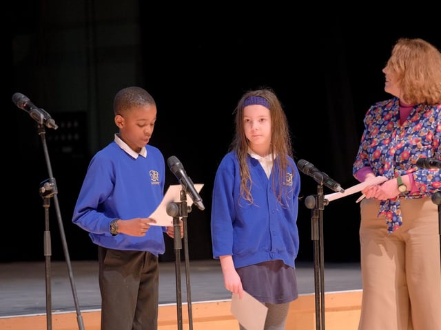 Gladstone Road pupils at the poetry reading.