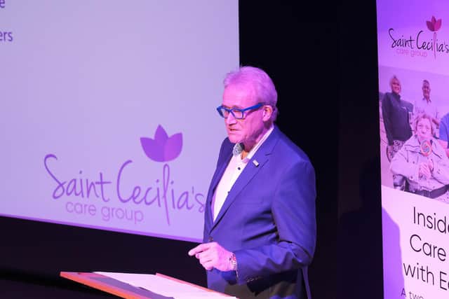 Mike Padgham on stage, as The Stephen Joseph Theatre plays host to Ed Balls and his recent Inside the Care Crisis documentary.