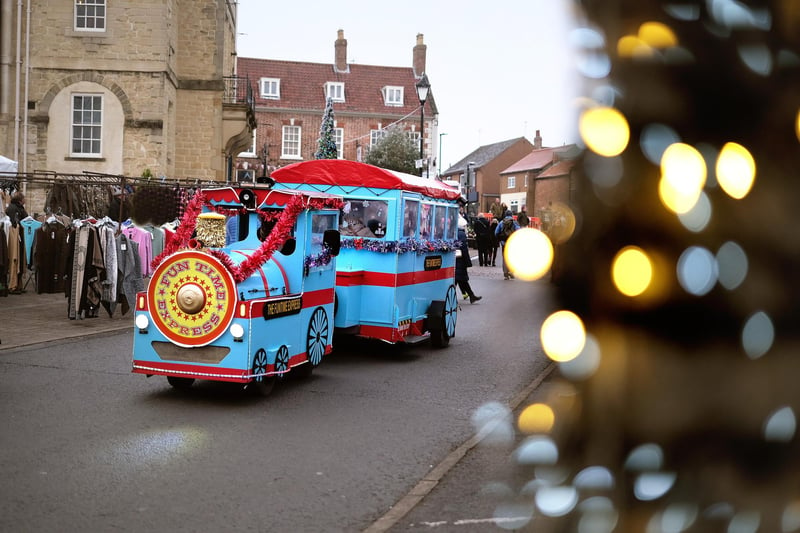 The festive land train kept visitors entertained with free tours around the town’s picturesque Market Place.