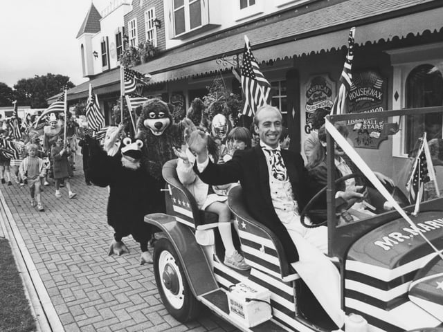 An American-themed parade rolls by at Zoo and Marineland/Mr Marvels.