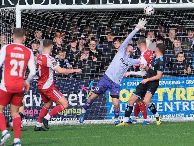 Boro's Bailey Gooda goes close in the 3-1 home FA Cup win against Chester.