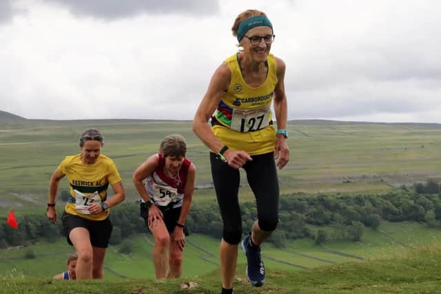 Scarborough AC star Sue Haslam won the Female 70 title at the English Fell Championships.
