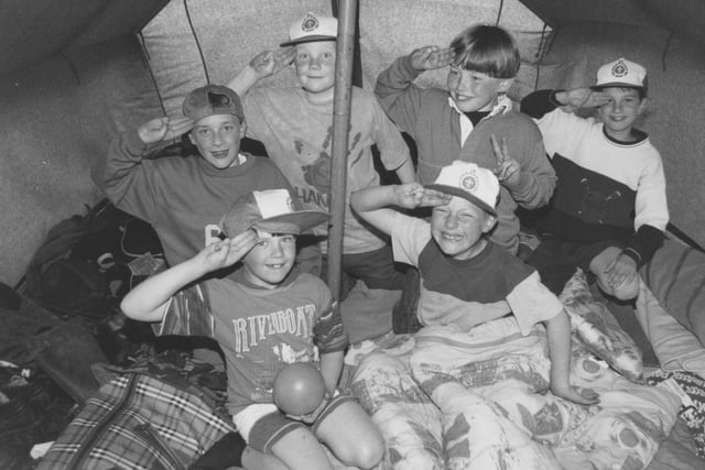 Hunmanby Cub Scouts pictured on a weekend camp at Barff Farm in Hunmanby in June 1995. From left, Matthew and Albert Thundercliffe, David Taylor, James Peacock; front, Christopher Holah, and Shaun Klasnekov. 
