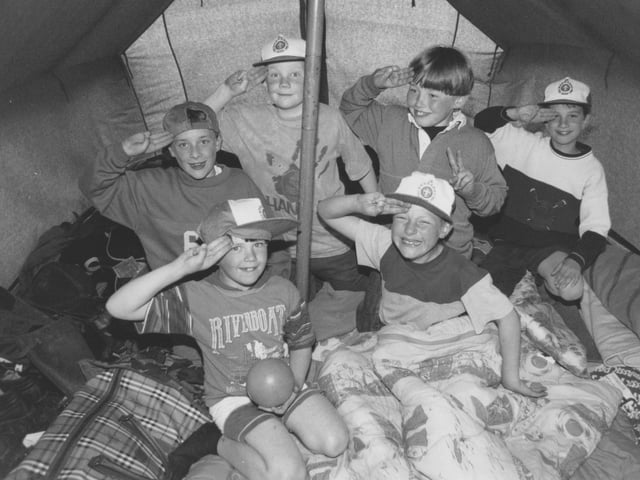 Hunmanby Cub Scouts pictured on a weekend camp at Barff Farm in Hunmanby in June 1995. From left, Matthew and Albert Thundercliffe, David Taylor, James Peacock; front, Christopher Holah, and Shaun Klasnekov. 