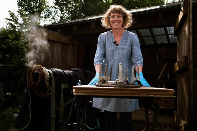 Willow basket maker Angela Cole.
picture: Rachel Rimell