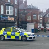 Police cordon off surrounding streets in Bridlington in April 2023