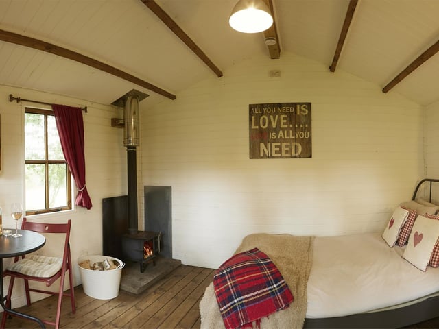 Inside one of the Dale Farm cabins.