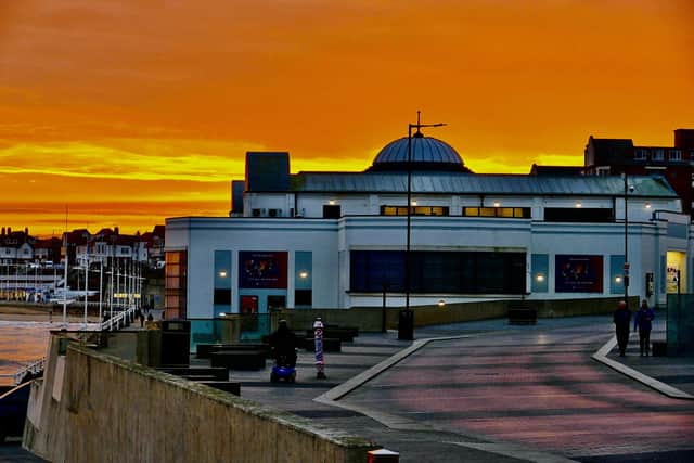A tangerine sunset over Bridlington Spa. Picture by Aled Jones.
