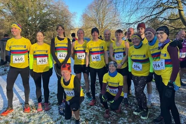 The Scarborough Athletic Club runners who braved the elements to tackle the East Yorkshire Cross Country League fixture at Sledmere.