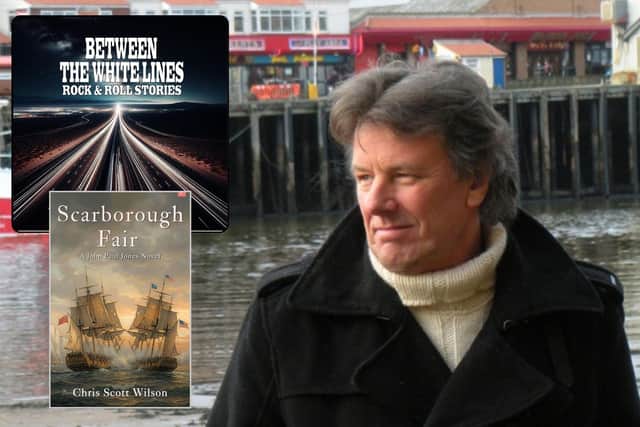 Chris Scott Wilson with his books, inset.