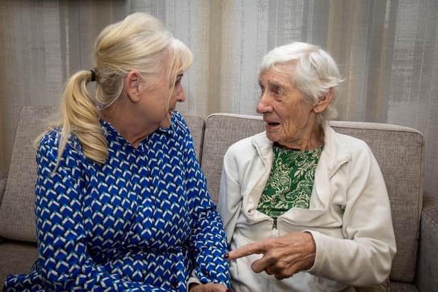 Former Whitby Mayor Linda Wild with 90-year-old Mayfield Care Home resident Marjory Hart.