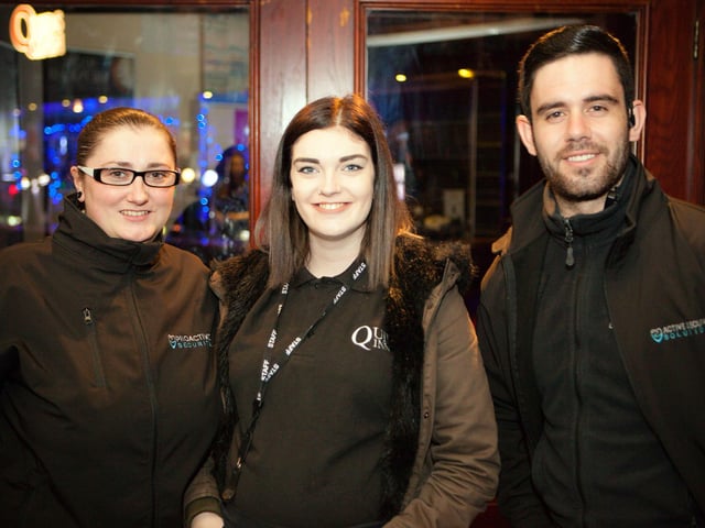 Lauren, Coleen & Ste on the doors at Quids Inn