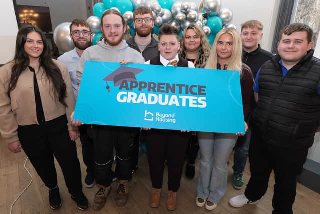The Beyond Housing graduating apprentices celebrate.