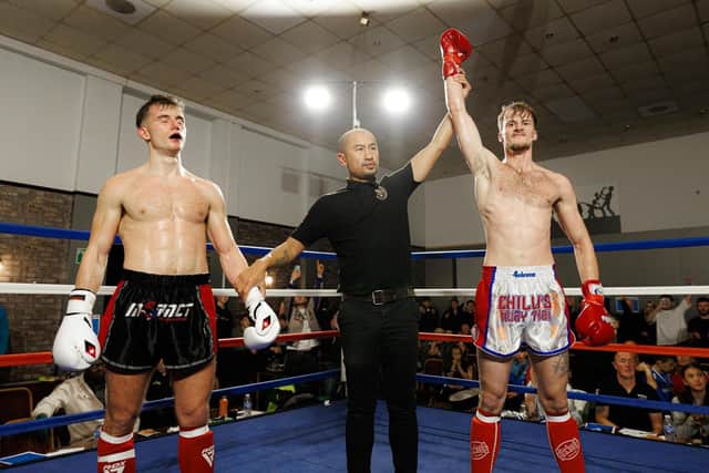 Ryan Ward, right, celebrates his win. Photos by Johno Ramsay