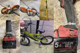 North Yorkshire Police are looking for the owners of a selection of tools, power tools and some children's bikes. Photo courtesy of North Yorkshire Police.