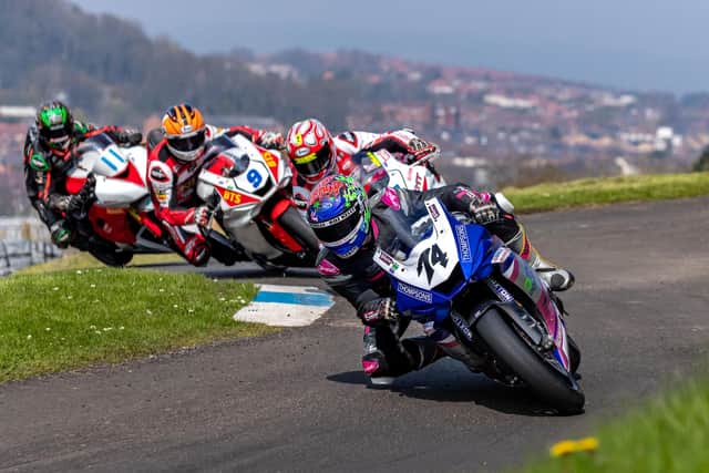 Action from the feature race at Oliver's Mount.