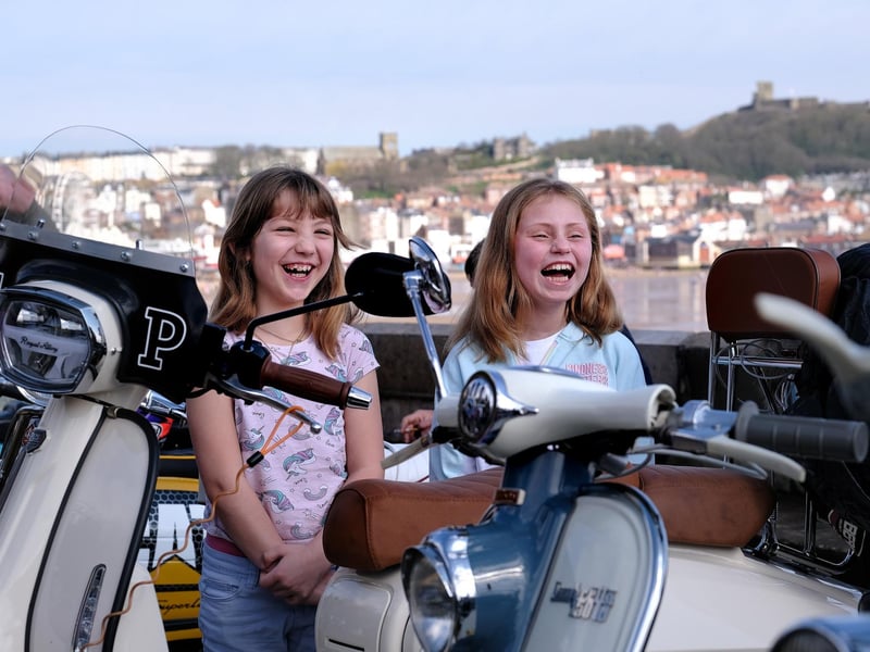 Having fun looking at the scooters!
