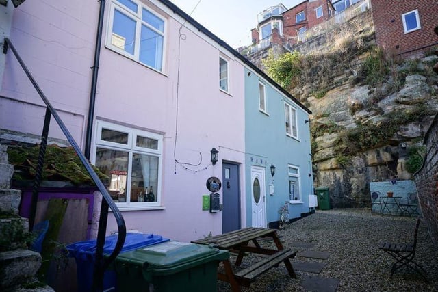 The frontage of the attractive period cottage that is tucked away in the heart of Whitby.