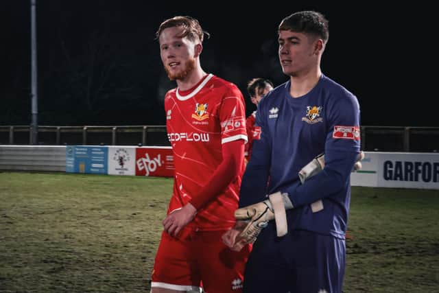 Ben Whelan scored both goals for Brid and keeper Alex Baird saved a penalty as the Seasiders earned a superb 2-0 win at Garforth Town. Photo by Ewan Cameron