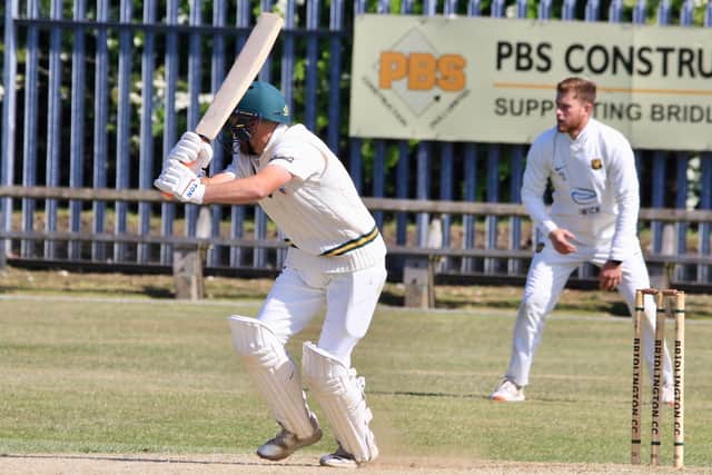Sam Wragg in batting action for Brid. Photo by Kirsty Dew - TCF Photography