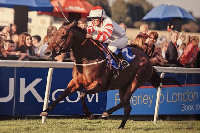 Noodles Blue Boy & Vicky Pears winning the stable staff charity race in 2016